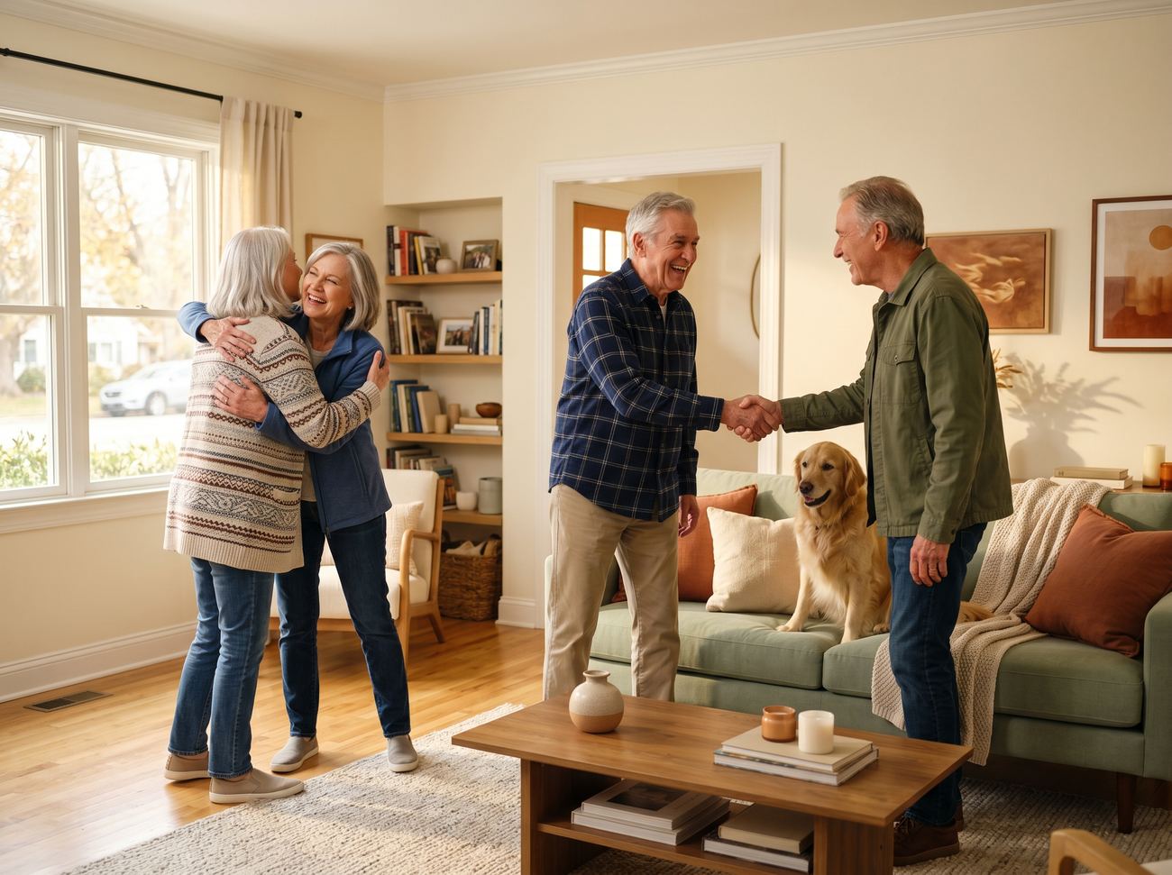 A clean, welcoming home with a happy dog